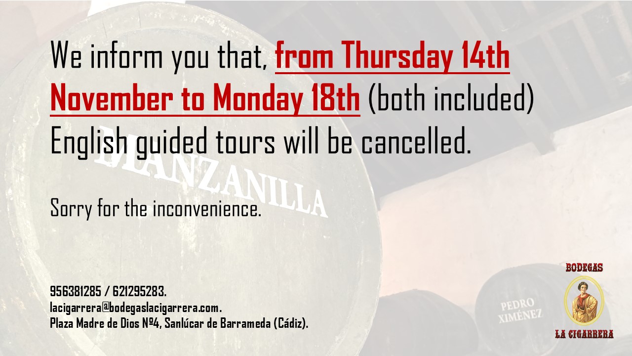 14 / 18 November: English tours cancelled